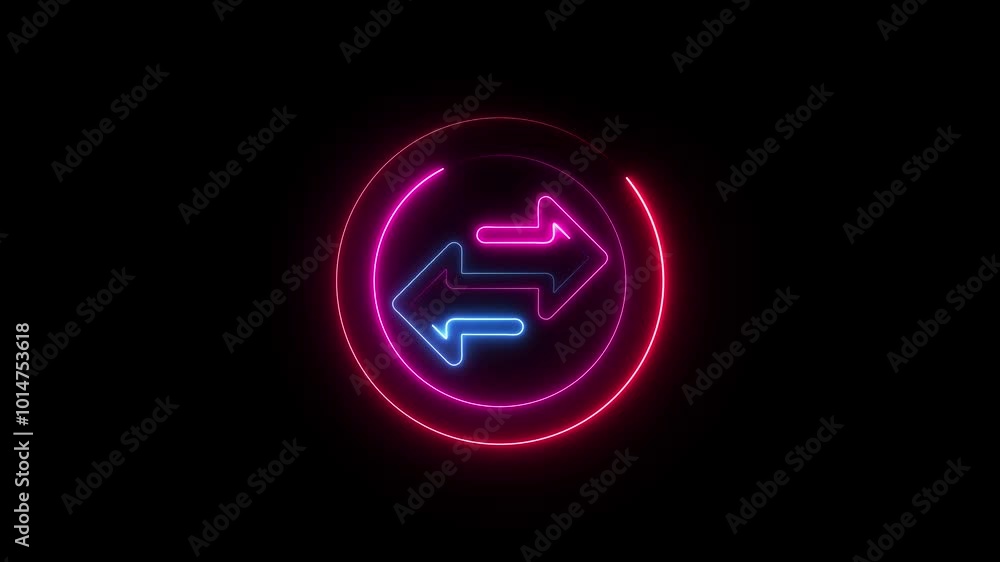 Neon transfer arrow icon animation . Neon transfer arrow icon animation .