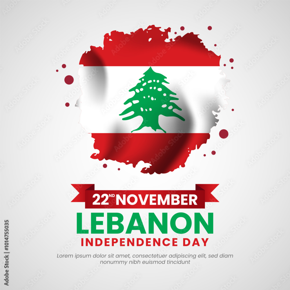 Lebanon Happy Independence day square background with Creative grunge brush flag Lebanon Happy Independence day square background with Creative grunge brush flag