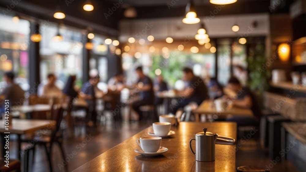Blur coffee shop or cafe restaurant, Blurred restaurant background with some people and chefs working Blur coffee shop or cafe restaurant, Blurred restaurant background with some people and chefs working