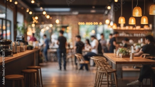 Wallpaper Mural Blur coffee shop or cafe restaurant, Blurred restaurant background with some people and chefs working Torontodigital.ca