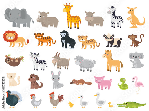 Photography Cute cartoon animals set