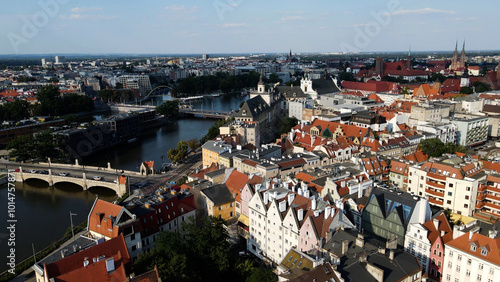 view city from the height of modern wish development architecture Europe Wroclaw Poland