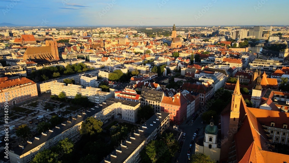 Fototapeta premium city Europe beautiful top view aerial photography of Wroclaw Poland