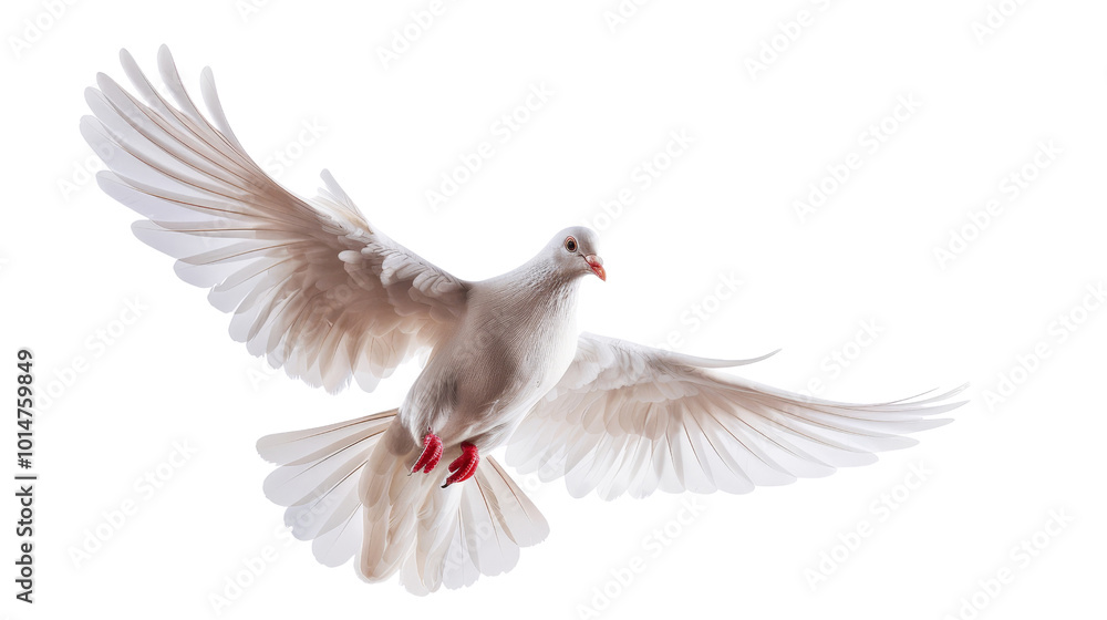 Obraz premium Elegant Bird in Flight with Outstretched Wings and Red Feet.