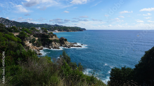 View of the sea coast in Lloret de Mar, Costa Brava, Catalonia, Spain. photo