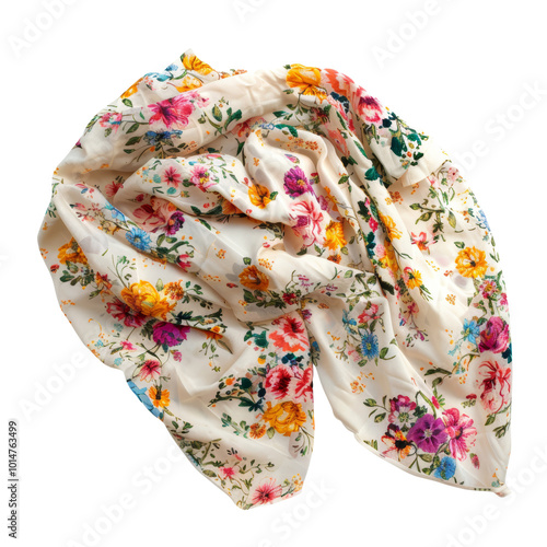 Elegant Floral Scarf with Vibrant Colors and Soft Fabric Texture