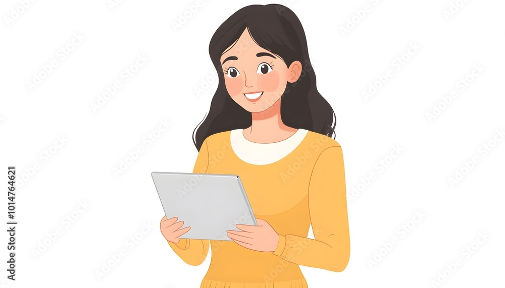 Smiling Woman Using a Tablet Computer Smiling Woman Using a Tablet Computer