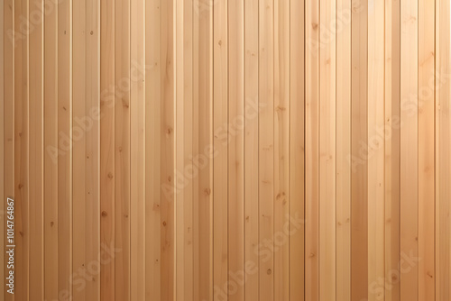 A close-up view of a wooden wall featuring vertical planks. The wood has a light, natural finish with visible grain patterns and knots, creating a warm and inviting atmosphere.