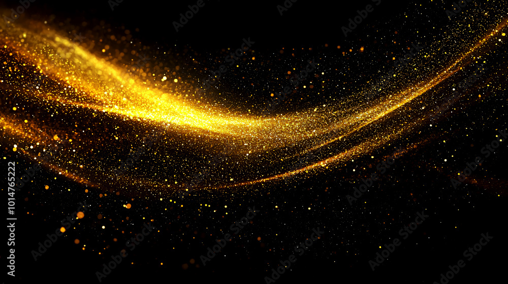 A dynamic swirl of golden particles and glitter against a dark background, creating a sense of motion and energy. Ideal for cosmic and abstract themes. A dynamic swirl of golden particles and glitter against a dark background, creating a sense of motion and energy. Ideal for cosmic and abstract themes.