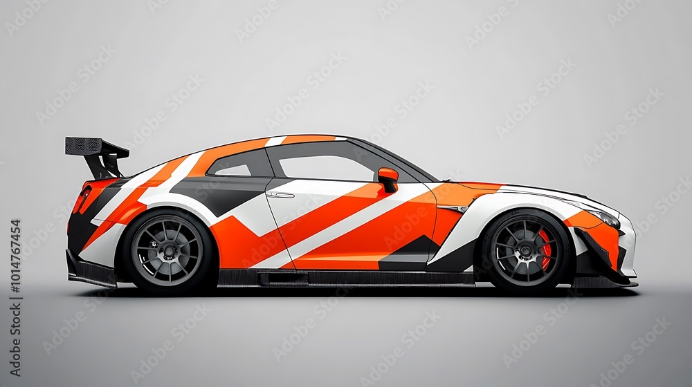 Dynamic car silhouette with vibrant flames streaking across blackened night background Dynamic car silhouette with vibrant flames streaking across blackened night background