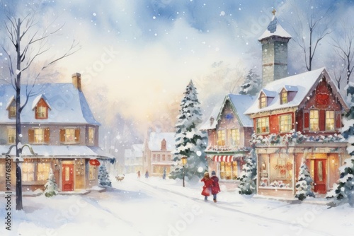 Create a whimsical watercolor masterpiece featuring a charming Christmas market scene