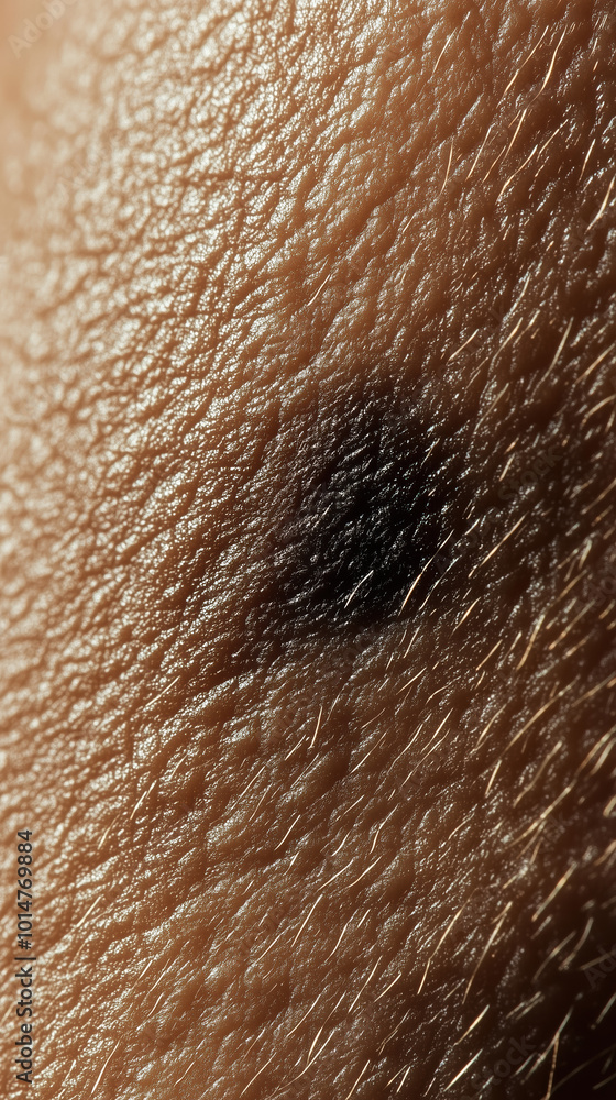 Macro Shot of Dermatofibroma on Human Leg Featuring Prominent Raised Nodule and Distinct Dark Center for Dermatological Study Macro Shot of Dermatofibroma on Human Leg Featuring Prominent Raised Nodule and Distinct Dark Center for Dermatological Study