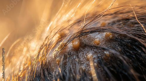 Detailed Macro View of Ringworm on the Scalp with Hair Loss and Scaly, Circular Skin Infections photo