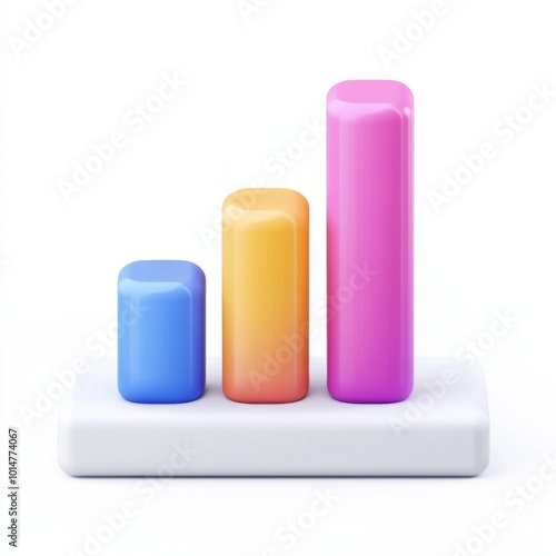 bar chart 3d icon in cartoon style