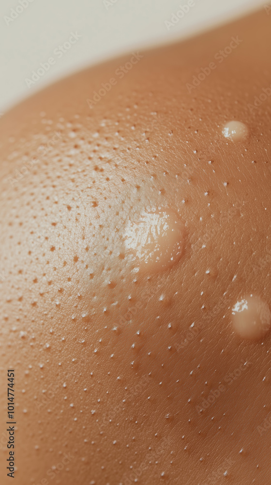 Fototapeta premium Pityriasis Rosea Close-Up: Detailed Salmon-Colored Patches on Shoulder Skin for Medical Reference
