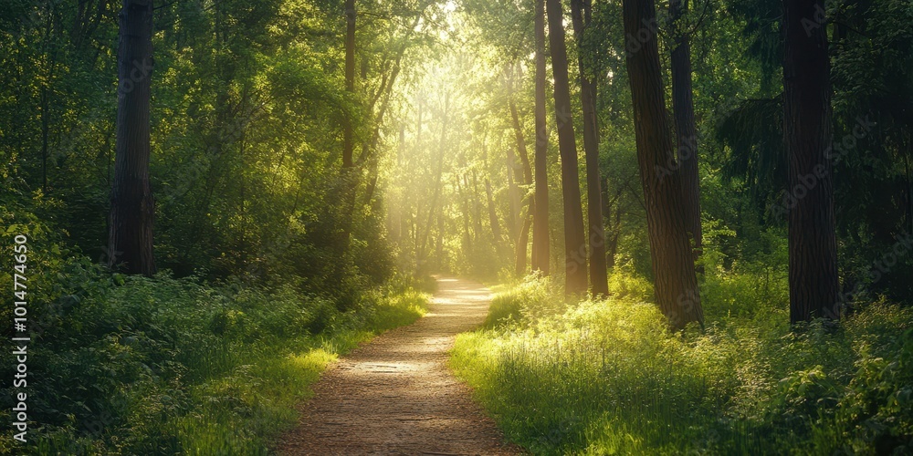 A serene forest path illuminated by soft sunlight, inviting nature lovers to explore the beauty of the great outdoors. A serene forest path illuminated by soft sunlight, inviting nature lovers to explore the beauty of the great outdoors.