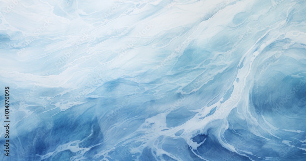 Obraz premium A beautiful photorealistic view of the sea surface, with waves breaking and splashing water, capturing intricate details in shades of blue and white
