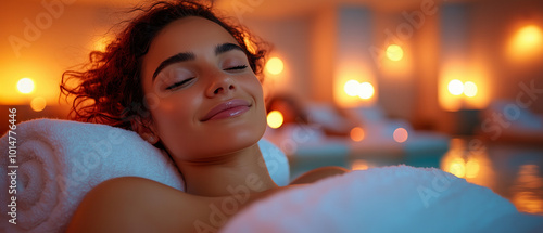 Caucasian Couple Relaxing in Serene Luxury Spa with Candlelight Ambiance. Non-existent person.