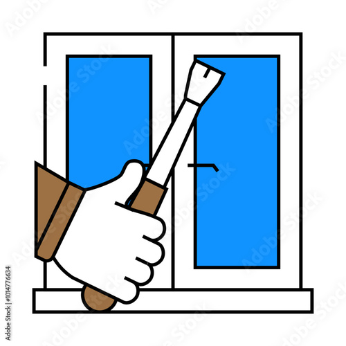 window frame repair line icon vector. window frame repair sign. isolated symbol illustration