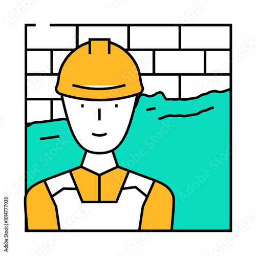 plasterer worker line icon vector. plasterer worker sign. isolated symbol illustration