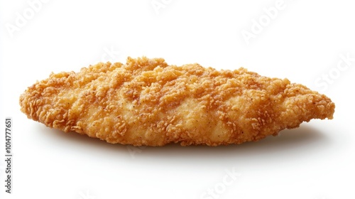 Crispy fried chicken breast isolated on a white background perfectly golden and crunchy. Generative AI