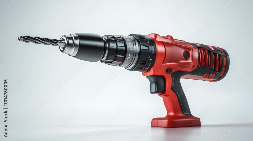 High-performance cordless drill with a metal drill bit isolated on white background for construction and DIY projects. Generative AI High-performance cordless drill with a metal drill bit isolated on white background for construction and DIY projects. Generative AI