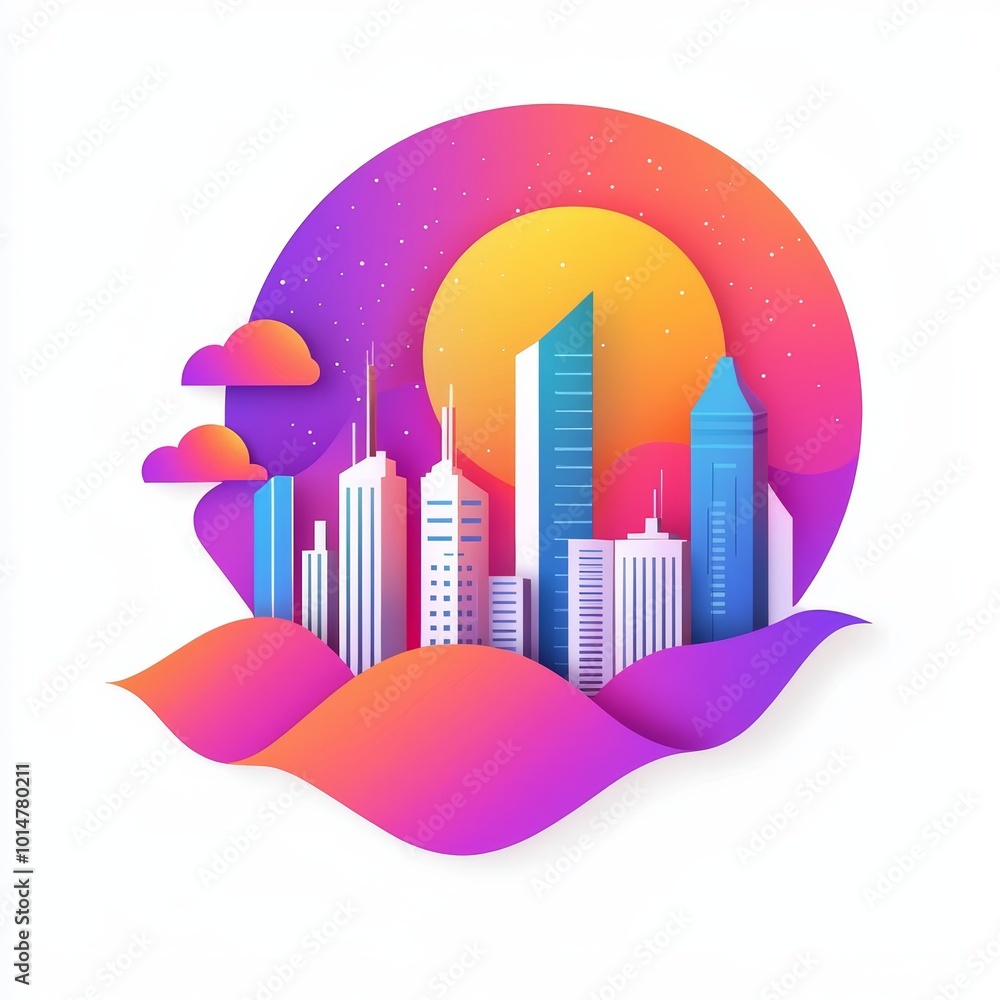 Craft a futuristic cityscape using glossy paper cutouts Craft a futuristic cityscape using glossy paper cutouts