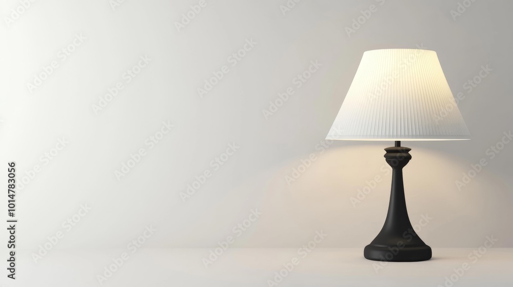 A black table lamp with a white pleated lampshade, standing on a neutral surface against a white background. A simple and elegant image perfect for home lighting and interior design projects. A black table lamp with a white pleated lampshade, standing on a neutral surface against a white background. A simple and elegant image perfect for home lighting and interior design projects.