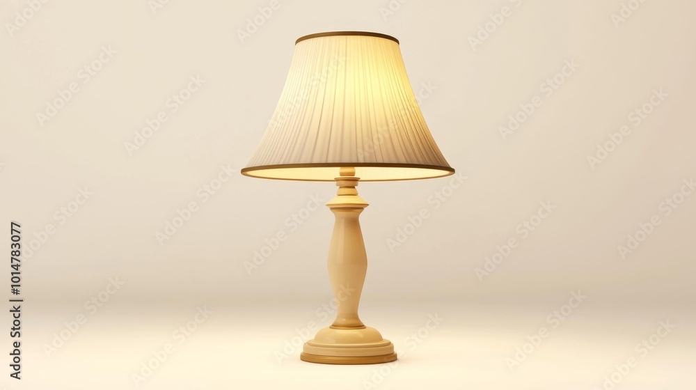 Elegant beige table lamp with pleated shade on a white background perfect for interior decor and home lighting concepts isolated and well-lit object photography.. Generative AI Elegant beige table lamp with pleated shade on a white background perfect for interior decor and home lighting concepts isolated and well-lit object photography.. Generative AI