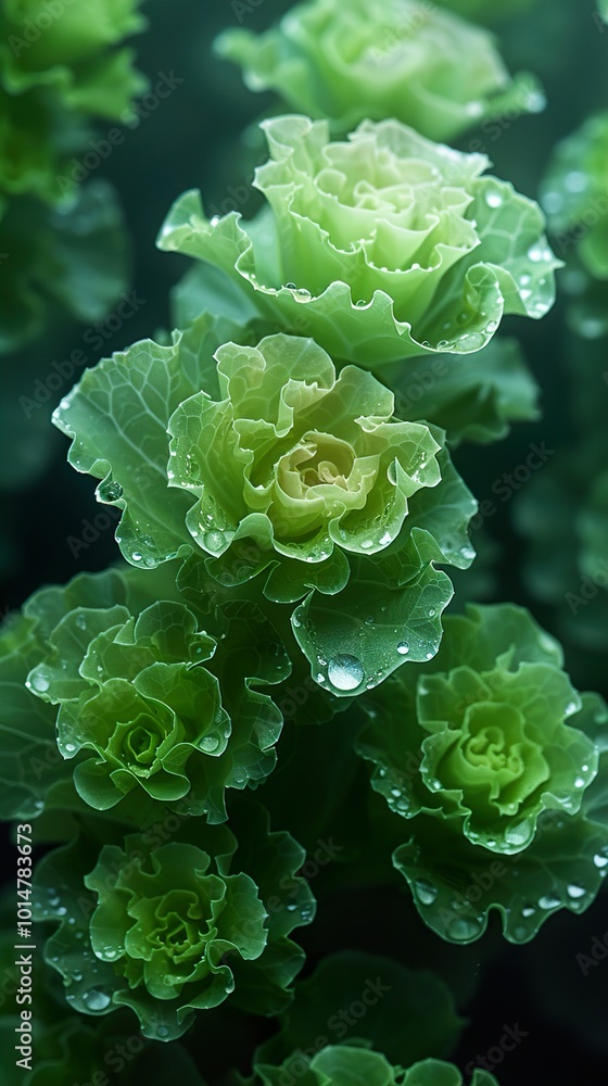 Green Leaves with Water Drops: Close-Up Macro Photography Green Leaves with Water Drops: Close-Up Macro Photography