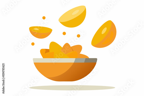 Bowl of potato chips and levitation potato chips vector stock photo