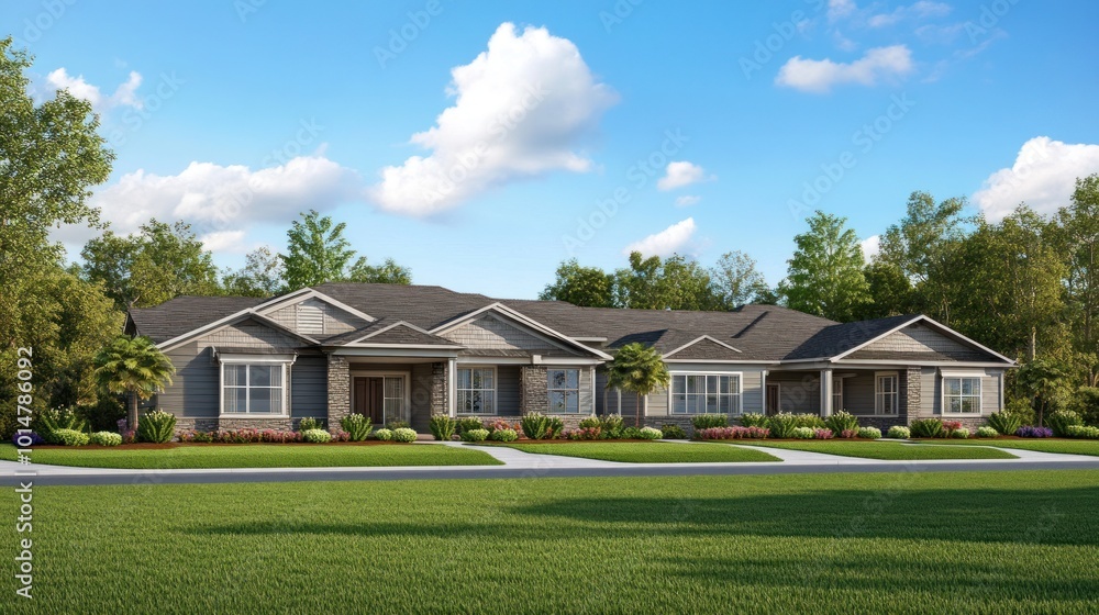 Modern House with Lush Green Lawn Modern House with Lush Green Lawn