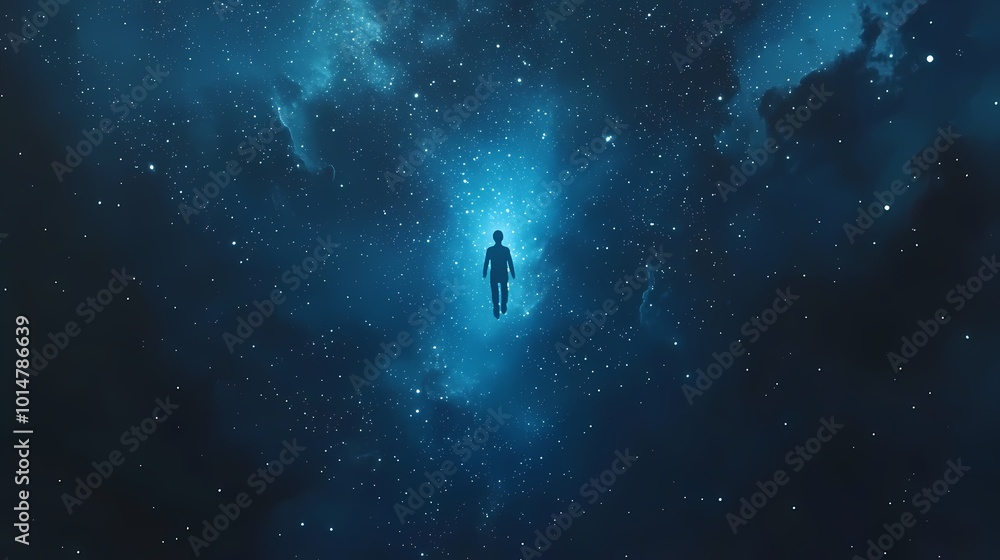 Obraz premium Space star and astronaut illustration poster background