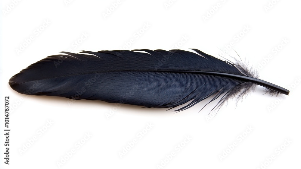 Beautiful black feather on white background Beautiful black feather on white background