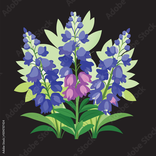 How To create a delphinium flowers Vector 3D Image