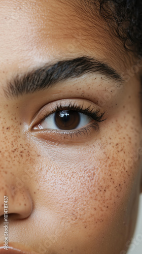 In-Depth Close-Up of Melasma on Forehead Highlighting Dark Hyperpigmented Regions for Skincare and Dermatology photo