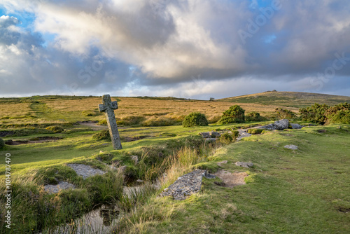 Old stone cross at Windy post Dartmoor