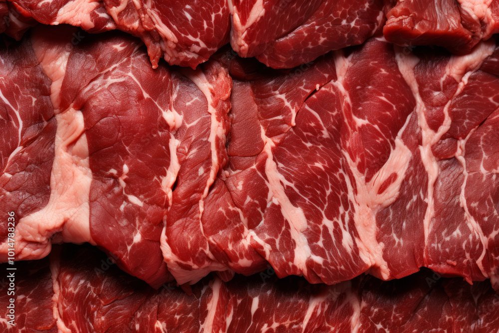 Processed collage of fresh raw meat beef surface texture. Background for banner, backdrop