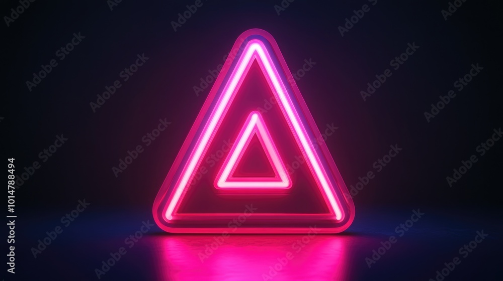 A neon triangle reflected on a floor A neon triangle reflected on a floor
