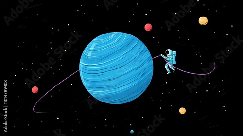 Fototapeta Naklejka Na Ścianę i Meble -  Space planet and astronaut illustration poster background
