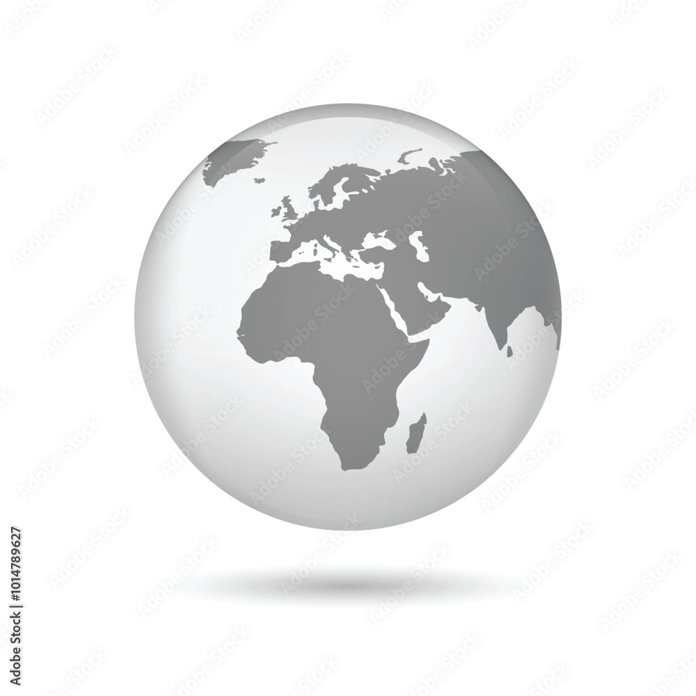 Transparent Europe globe. Europe 3d globe map. Earth globe icon. Vector illustration. Transparent Europe globe. Europe 3d globe map. Earth globe icon. Vector illustration.