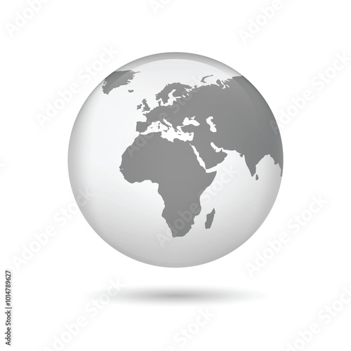 Transparent Europe globe. Europe 3d globe map. Earth globe icon. Vector illustration.