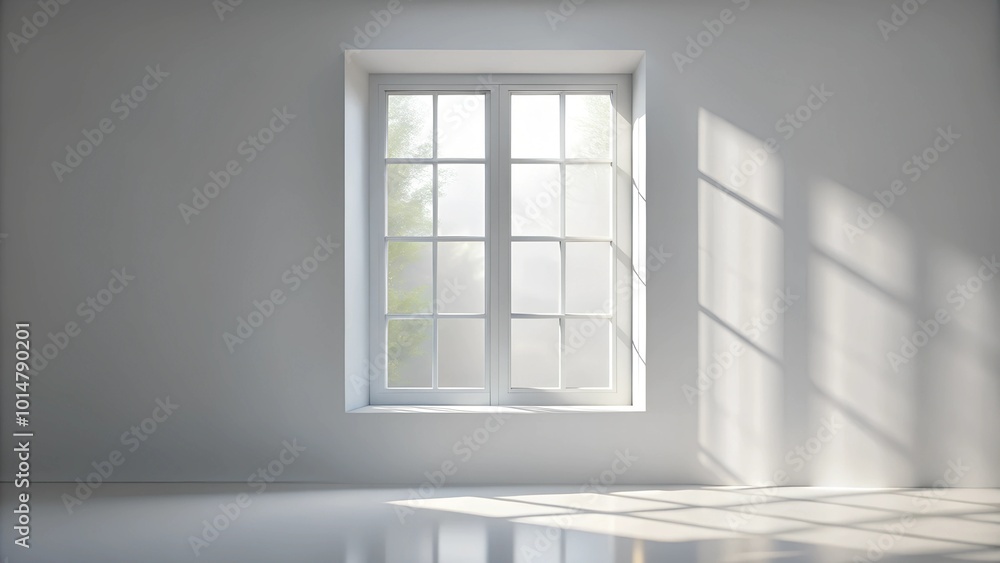 Realistic Minimalist Blurred Natural Light Window Shadows: Abstract White Background for Product Presentation Realistic Minimalist Blurred Natural Light Window Shadows: Abstract White Background for Product Presentation