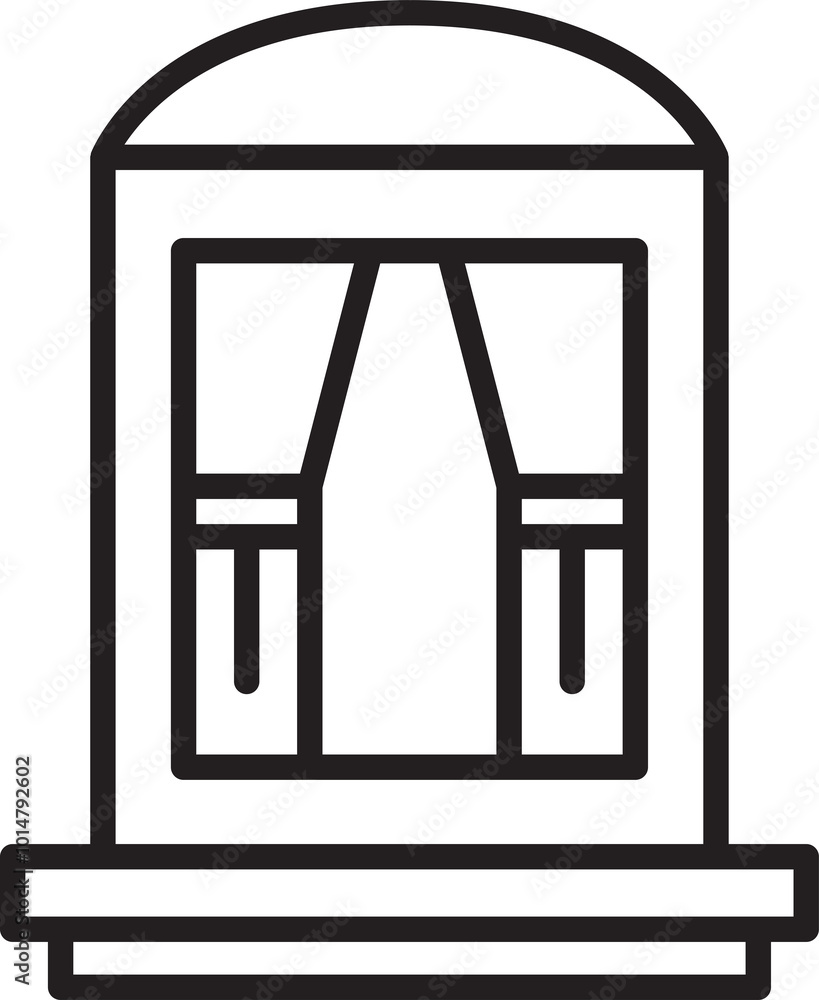 Curtain Window Line Icon Curtain Window Line Icon