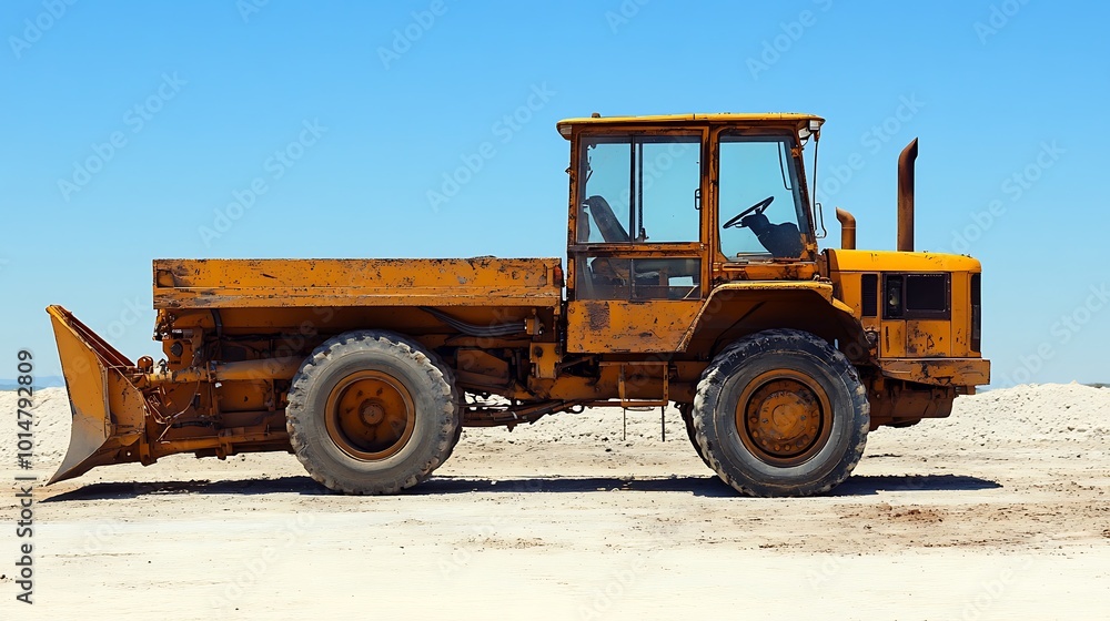 Orange Dump Truck on Sandy Terrain Orange Dump Truck on Sandy Terrain