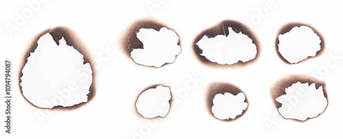 Burnt paper holes realistic vector illustration