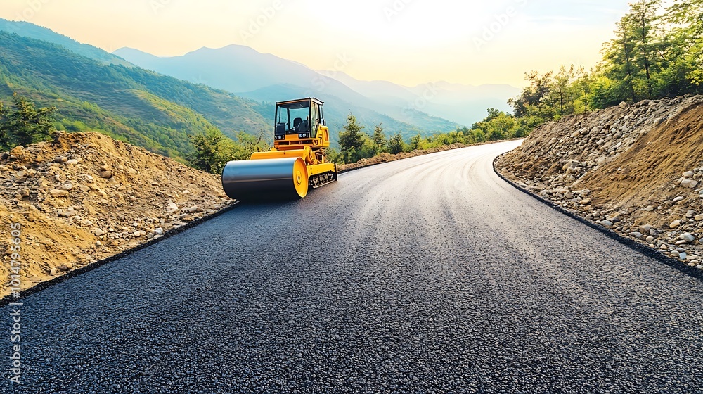 Fototapeta premium Road Construction in Mountainous Terrain
