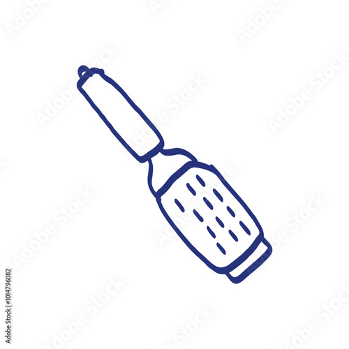 Grater. Kitchenware sketch. Doodle line vector kitchen utensil and tool. Cutlery illustration