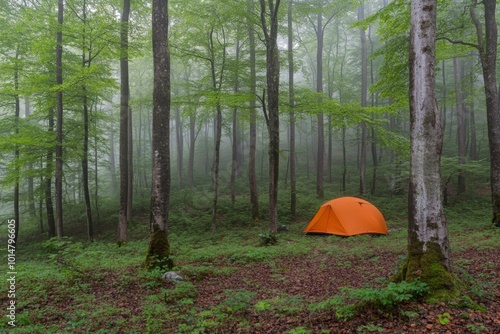 Camping in the Misty Forest