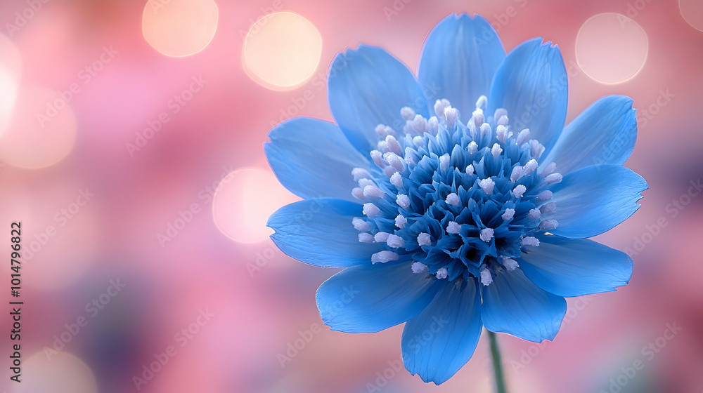 A close-up of a blue scabiosa bloom a soft, blurred background A close-up of a blue scabiosa bloom a soft, blurred background
